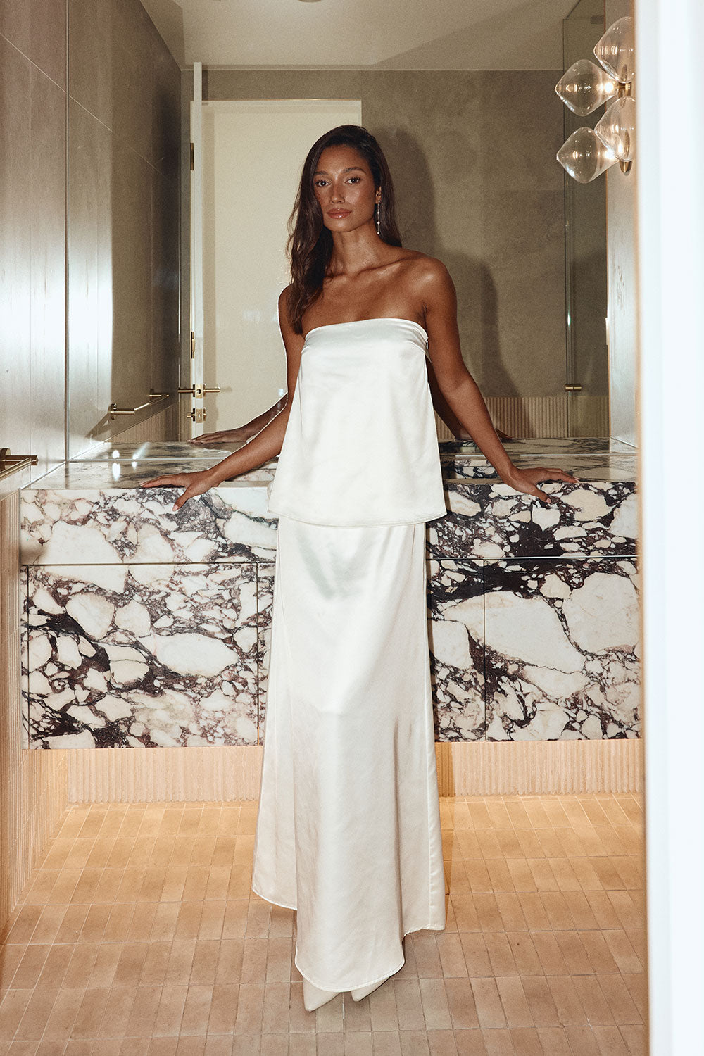 Bridal Cream Silky Strapless Mazxi Charli Dress – SABO