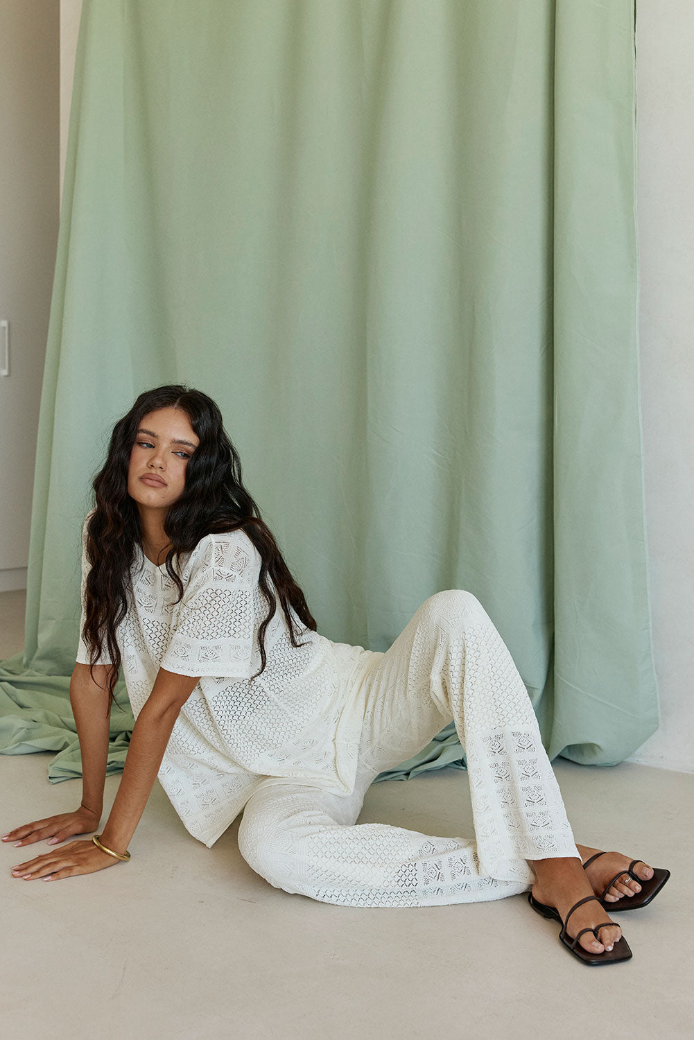 Cream Crochet Elastic High Waist Nixie Pants – SABO Cream Crochet Elastic High Waist Nixie Pants – SABO