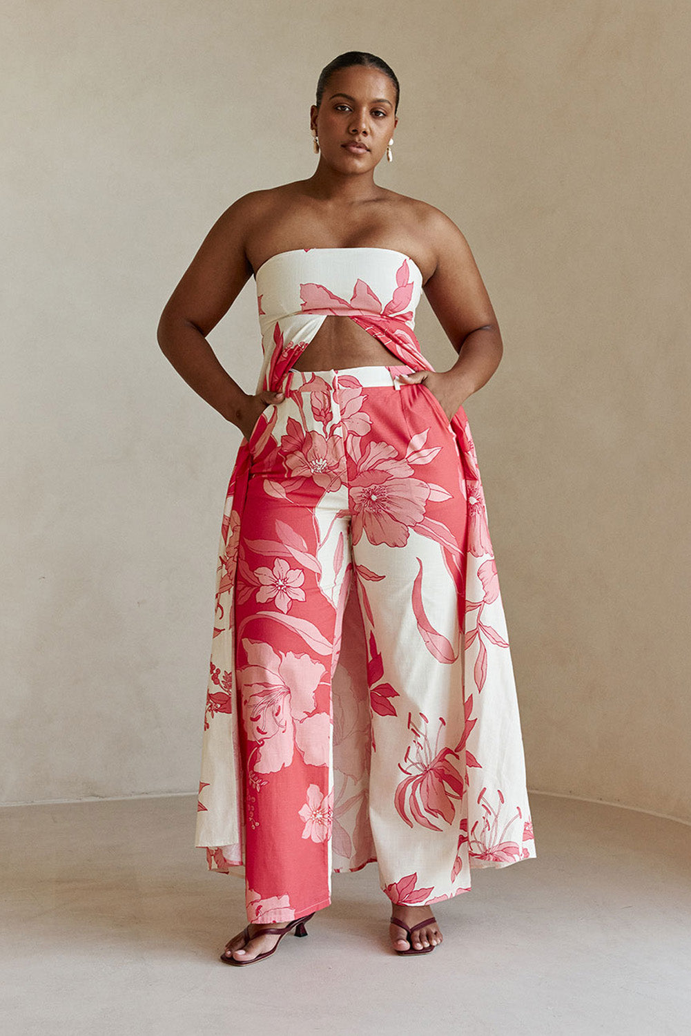 Pink Flora Sunset Print Lulu Trouser Pants – SABO