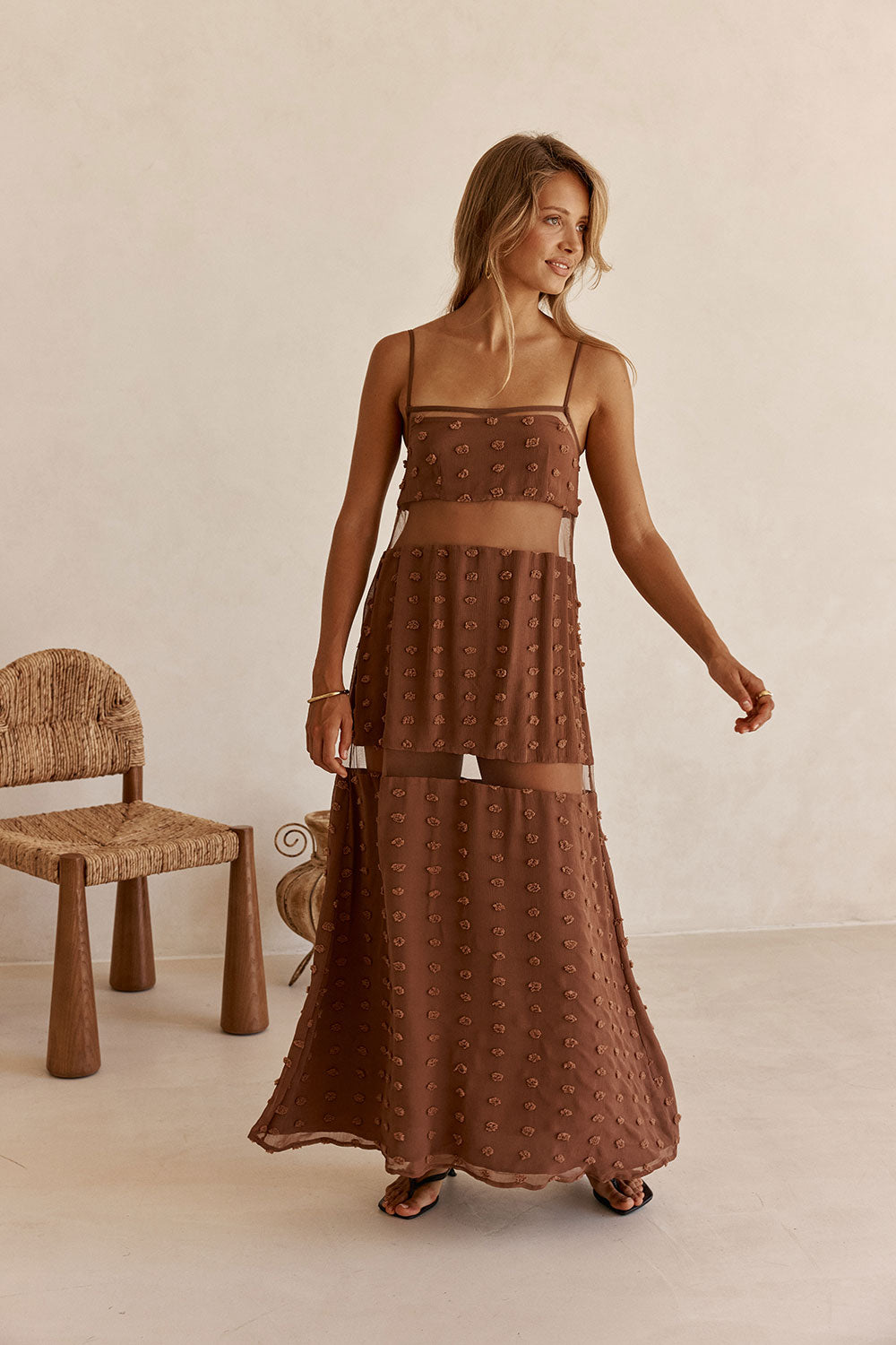 Brown Strappy Panel Maxi Tassia Dress SABO Brown Strappy Panel Maxi Tassia Dress SABO