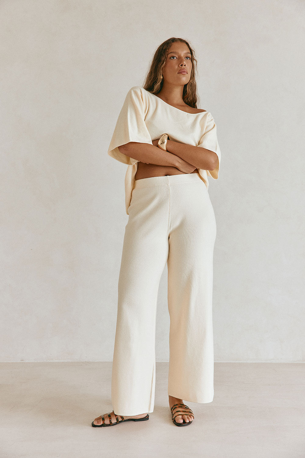 Cream Knit High Waist Rekax Imara Dress – SABO