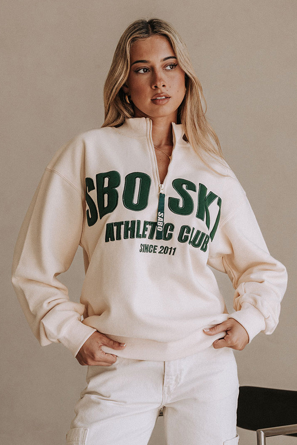 トップス andequal back open ribbon sweat OATMEAL Green and Cream Fleece Oversized Vintage Kilkenny Sweater – SABO