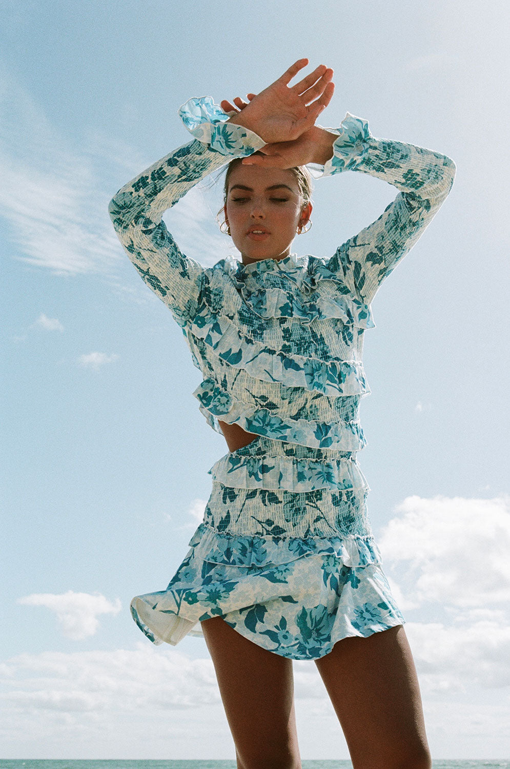 Rozalia Frill Mini Dress - Blue SABO Rozalia Frill Mini Dress - Blue SABO