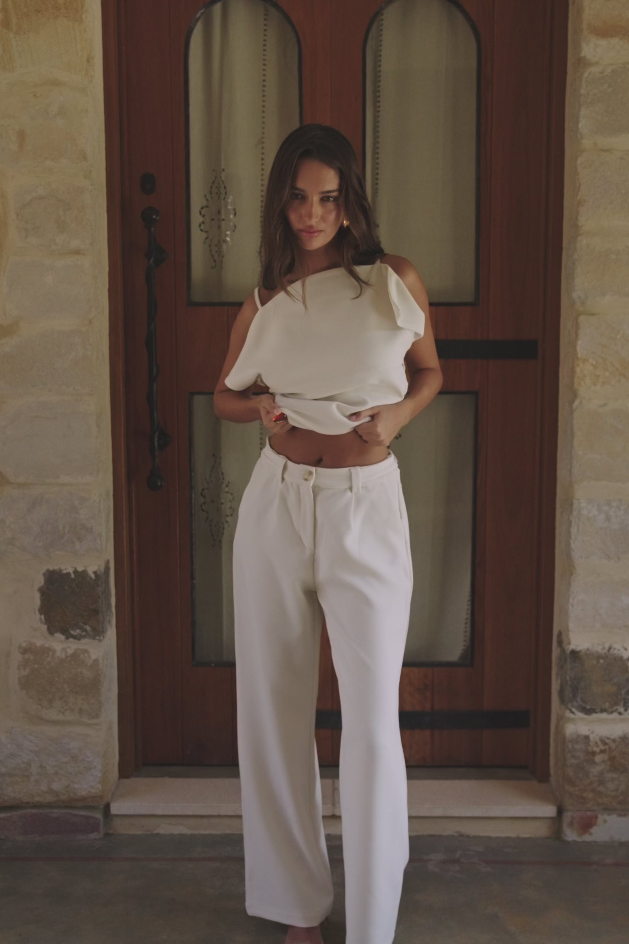 Ivory Suiting Flared Naomi Trouser Pants – SABO