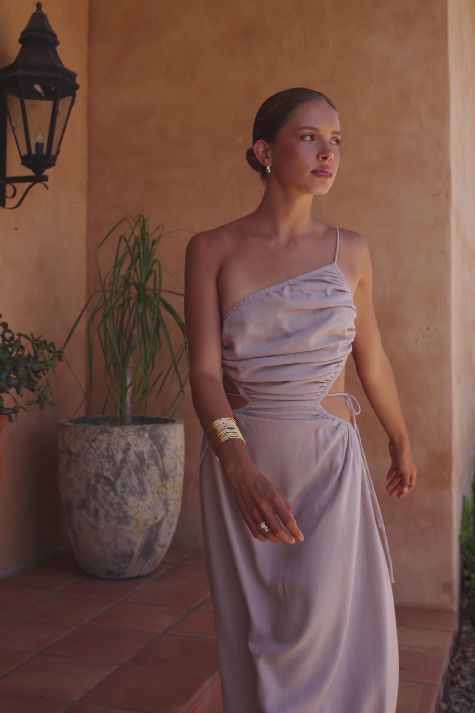 Stone Grey Backless Maxi Mahya Dress – SABO
