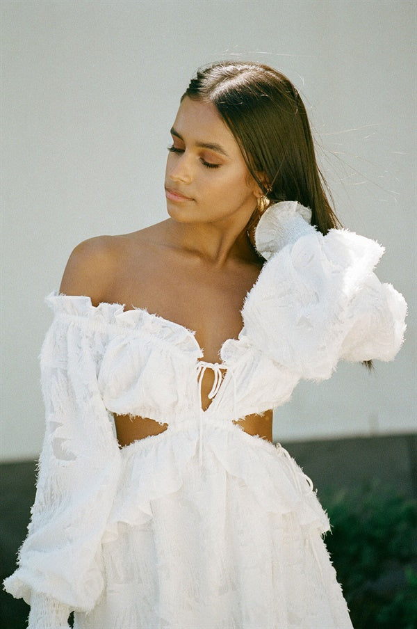 white christmas dresses White Cut Out Mini Verana Dress – SABO main image 0