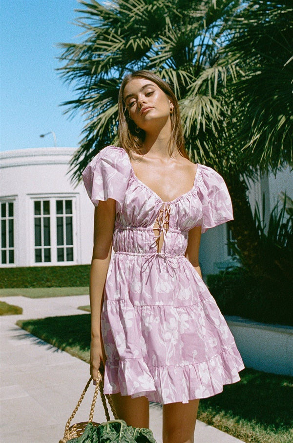 white midi mesh dress Women's Blooming Affair Floral Print Mesh Midi Dress in White/Pink