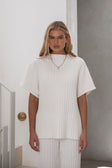 Celine Ribbed Knit Top - White