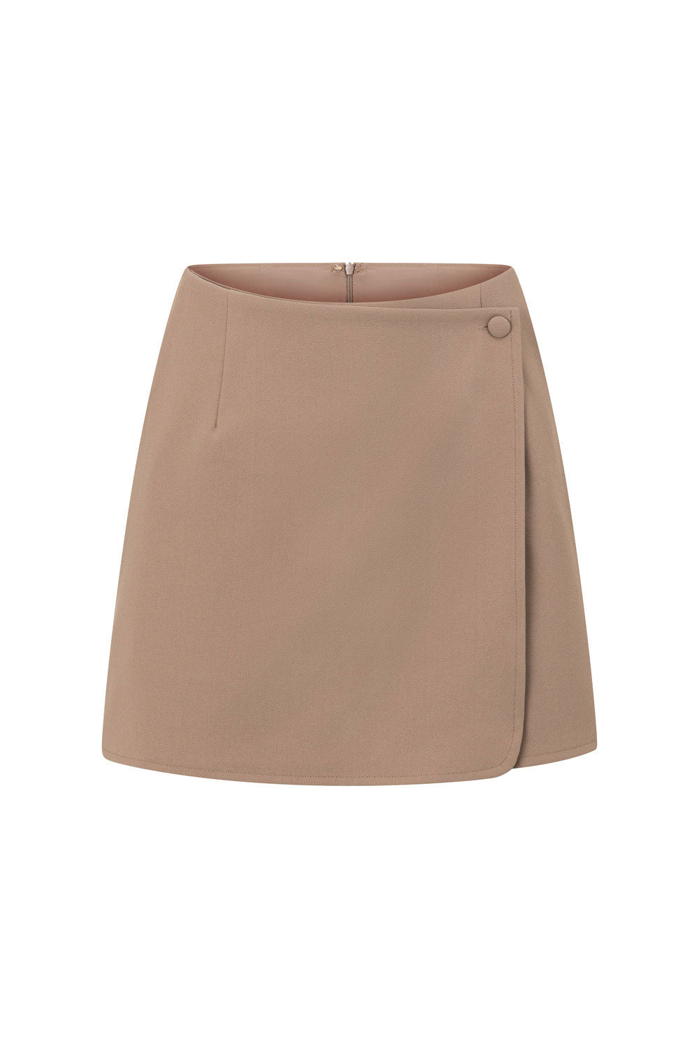 Brown Tailored High Waist Wrap Mini Lavara Skirt