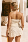 Cream Ribbed Strapless Wrap Mini Esme Dress