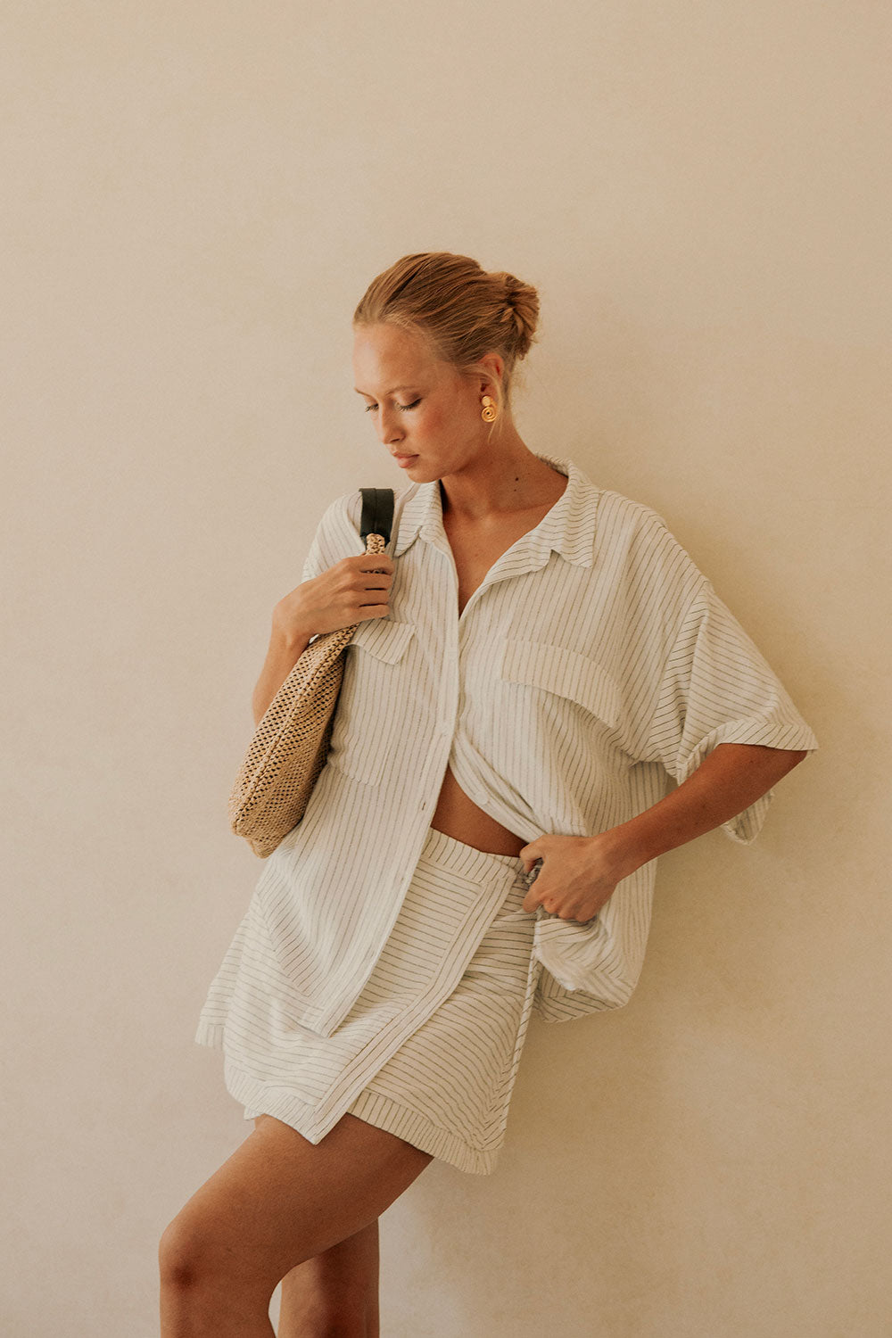 White High Waist Wrap Mini Kenny Skirt