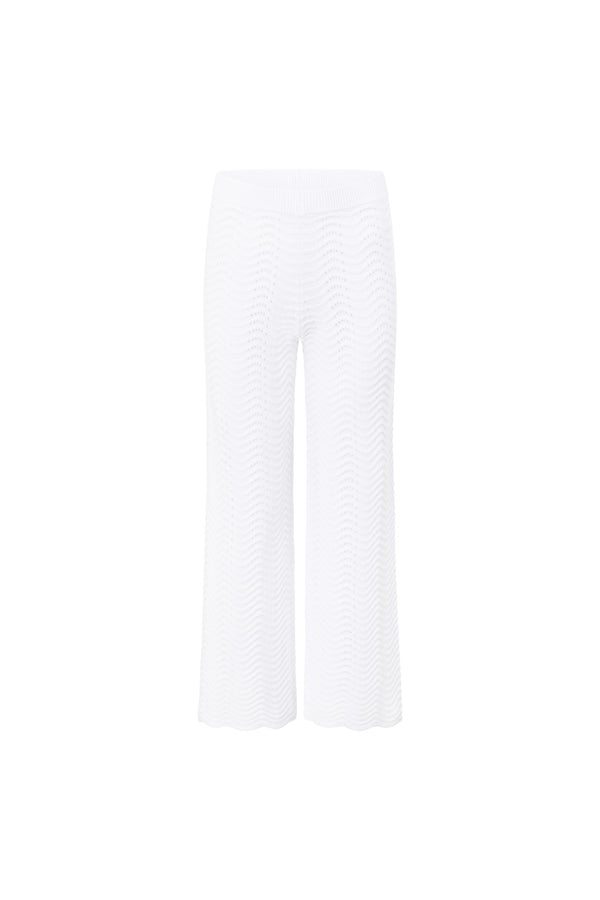 White Wave Knit High Waist Kama Pants