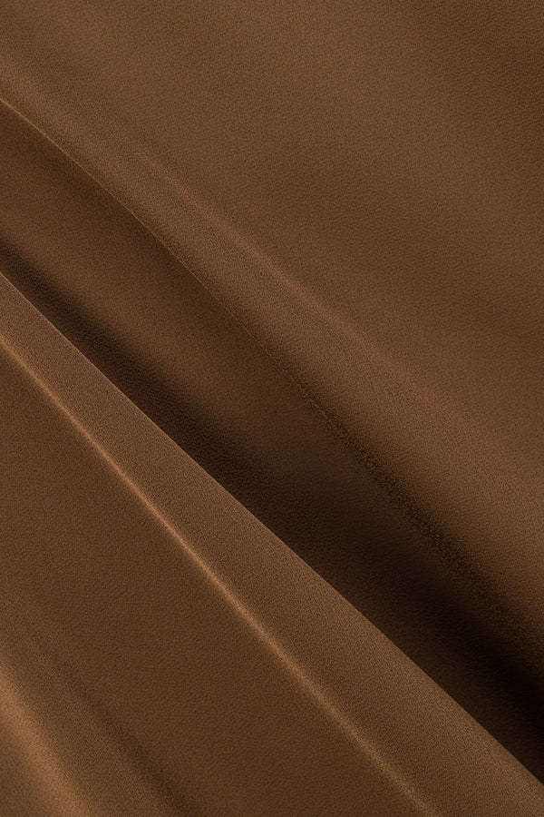 Chocolate Brown Silky Strapless Maxi Eclair Dress