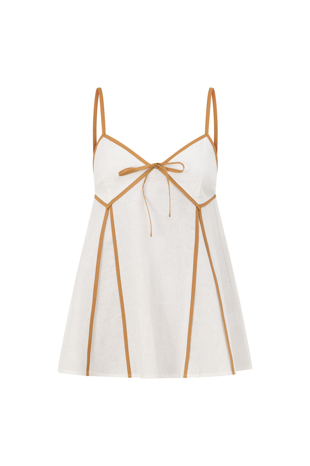 White Linen-Cotton Strappy Flouncy Jayne Top