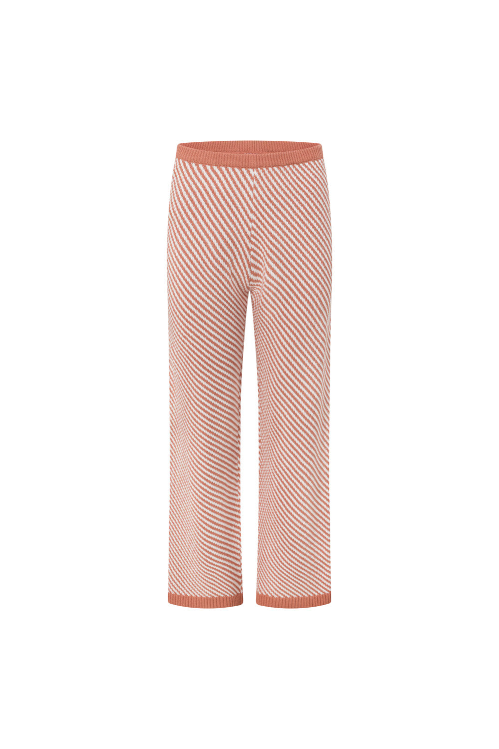White and Coral Orange Stripe Elastic Billy Pants