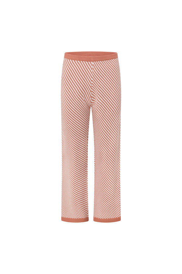 White and Coral Orange Stripe Elastic Billy Pants