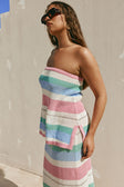 Pastel Stripe Crochet Knit Strapless Damaris Top