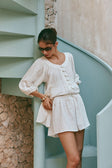 White High Waist Elastic Drawstring Novalie Shorts