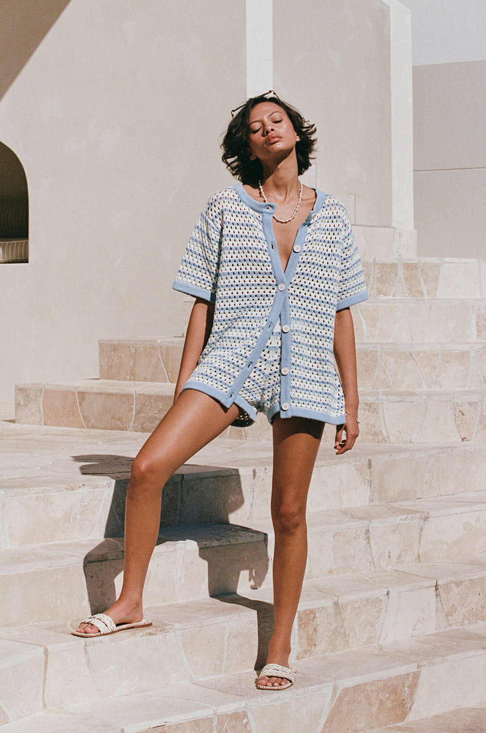 Chantel Knit Shorts - Blue Green White – SABO