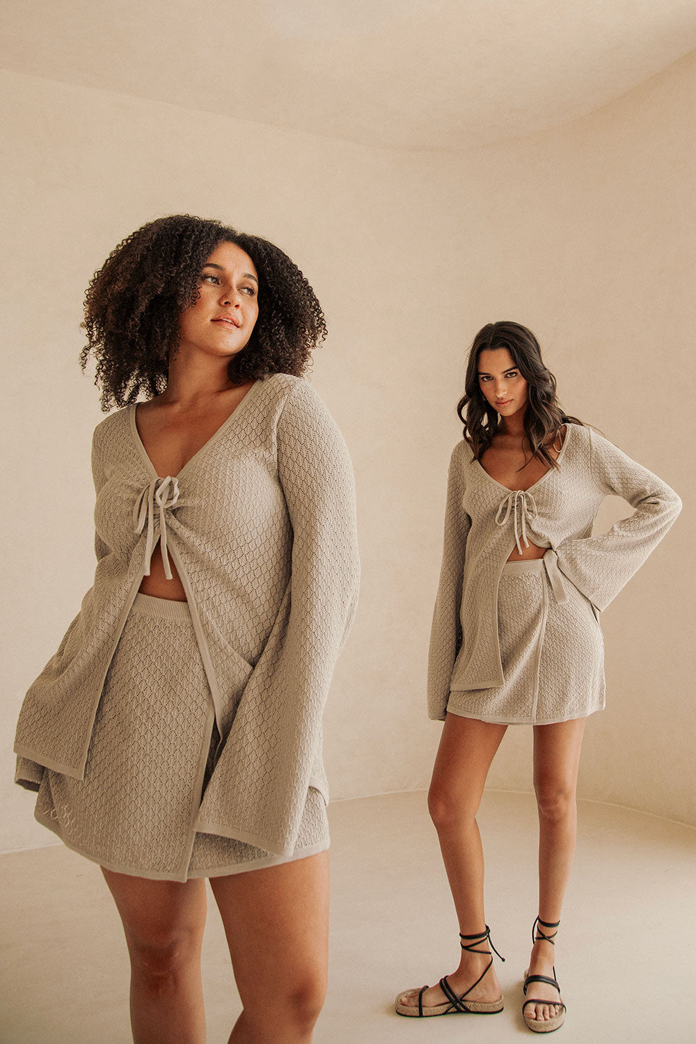 Grey Knit High Wast Wrap Mini Baylie Skirt