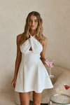 White Backless Cross Halterneck Mini Jorden Dress