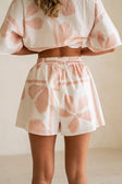Pink Petal Patch Print Drawstring Senoa Shorts