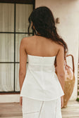 Bridal White Ladder Panel Strapless Empire Top