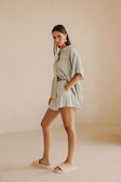 Luna High-waist Flounce Shorts - Blue