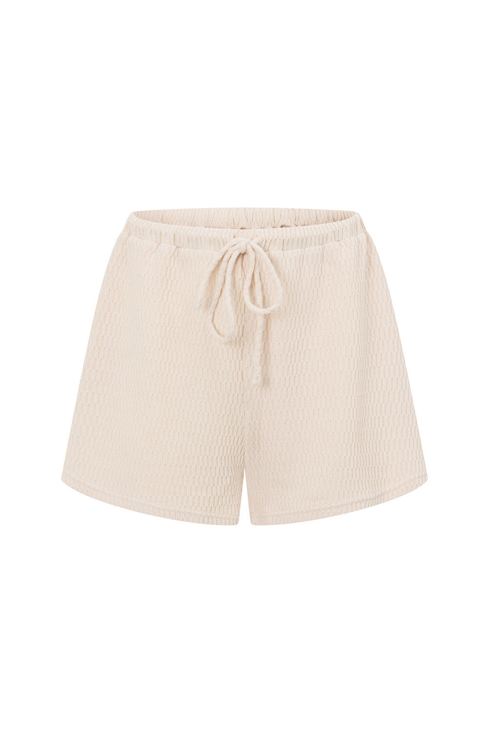 Beige High Waist Elastic Drawstring Boston Shorts