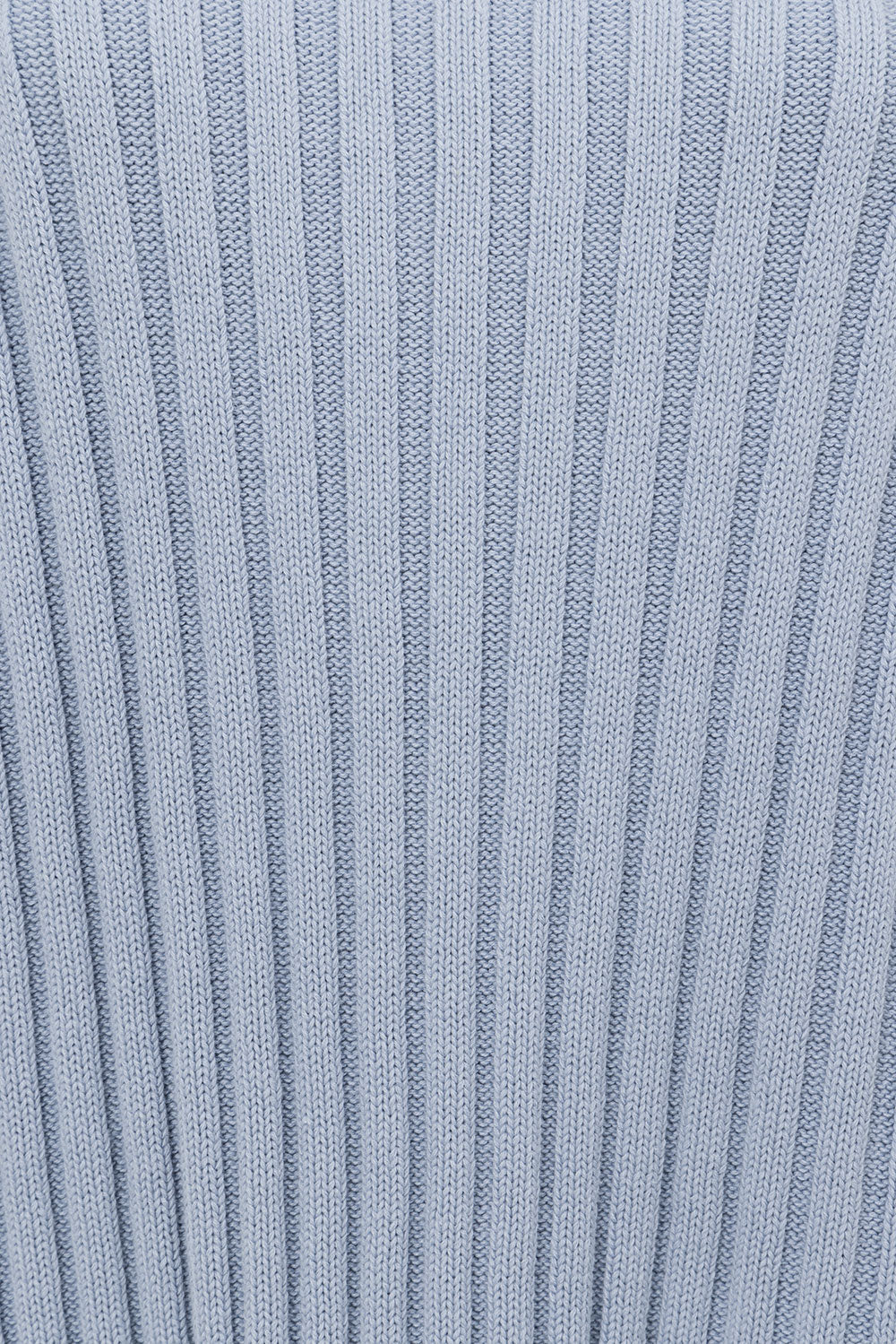 Blue Ribbed Knit High Waist Elastic Celine Pants