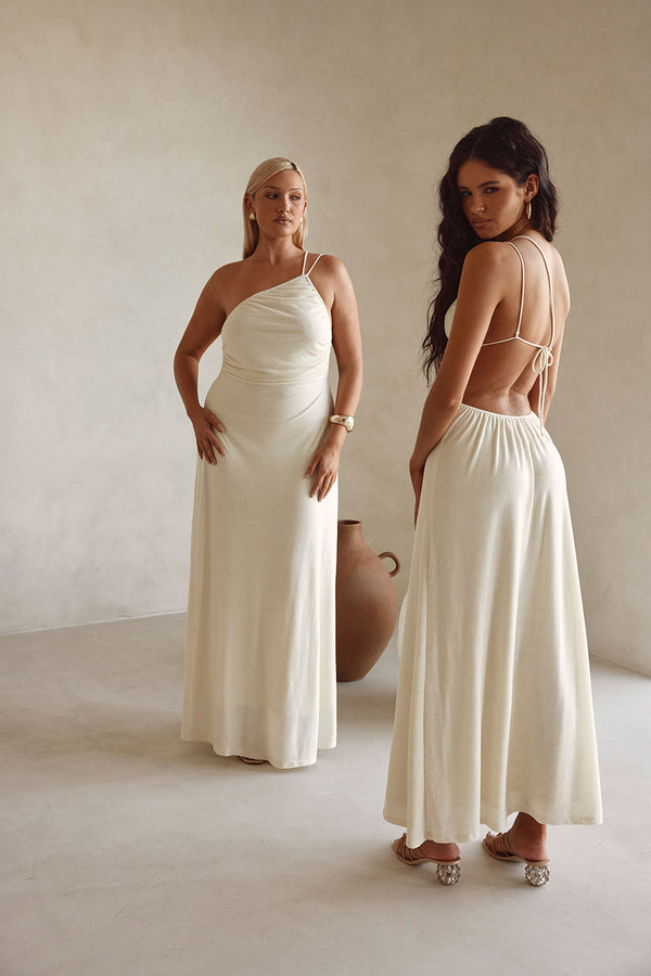 Bridal Cream One Shoulder Backless Maxi Emilee Dress