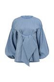 Blue Stripe Waist Tie Hailey Top