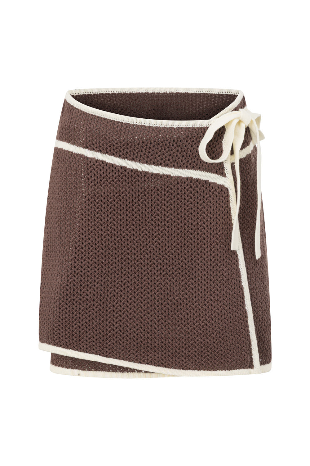 Brown Crochet Knit Wrap Mini Shiloh Skirt