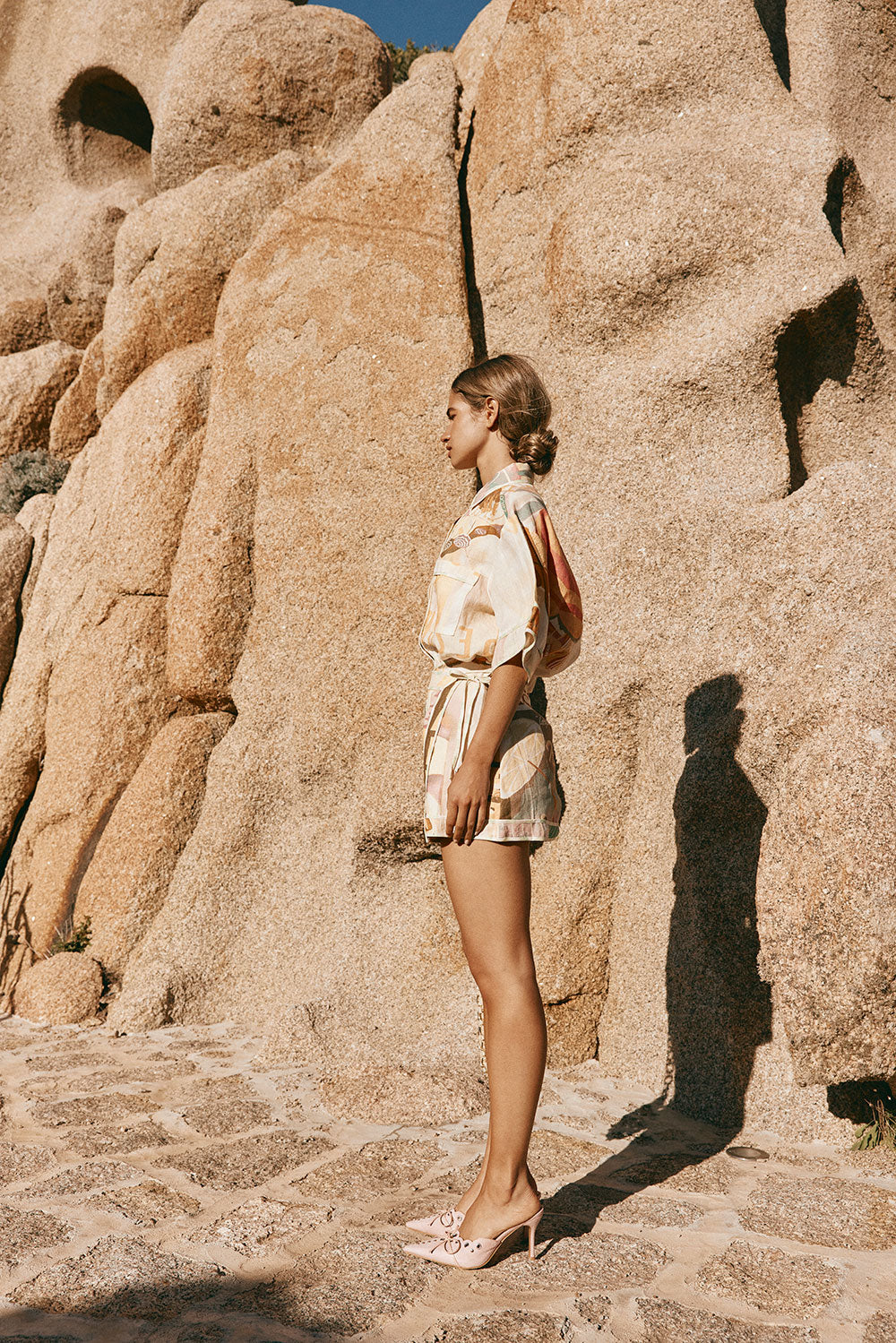 La Dolce Vita Wrap Mini Skirt - Fiorire Rosa Orange, Pink