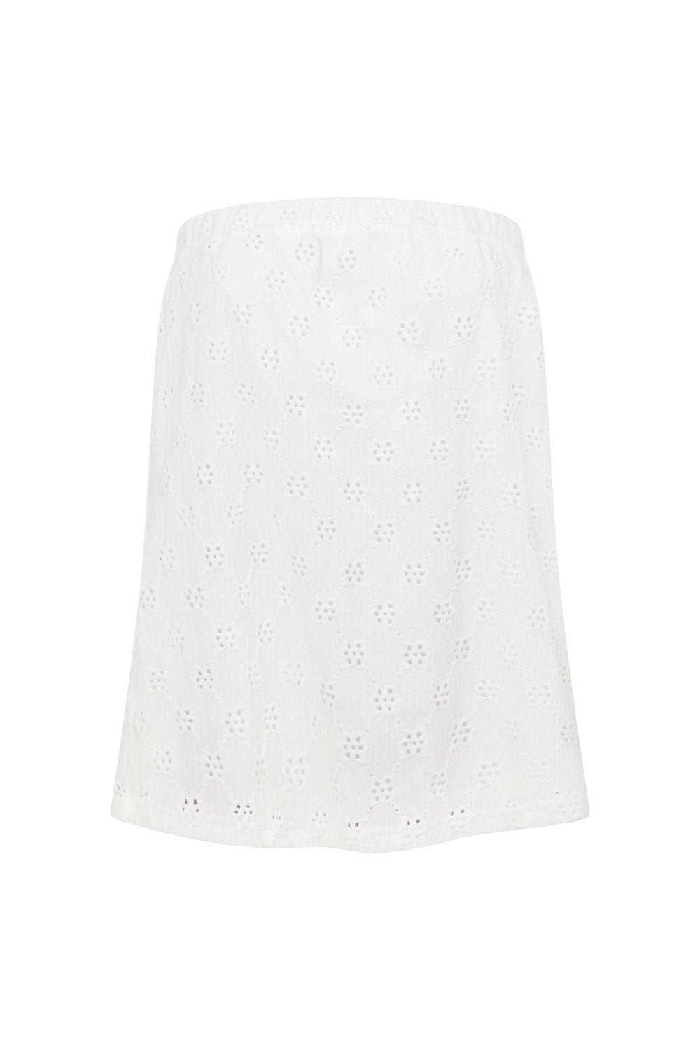 White Elastic Gathered Strapless Ellira Top