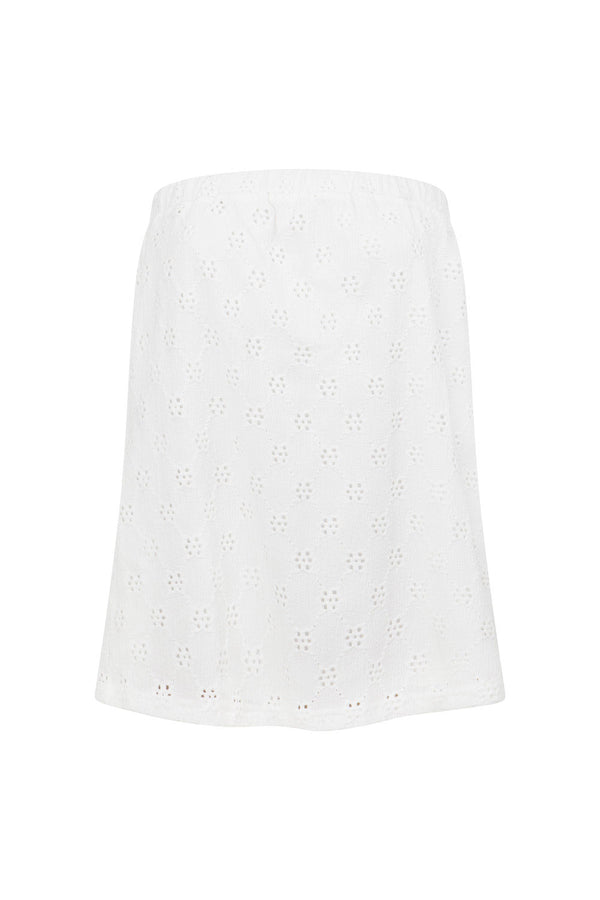 White Elastic Gathered Strapless Ellira Top