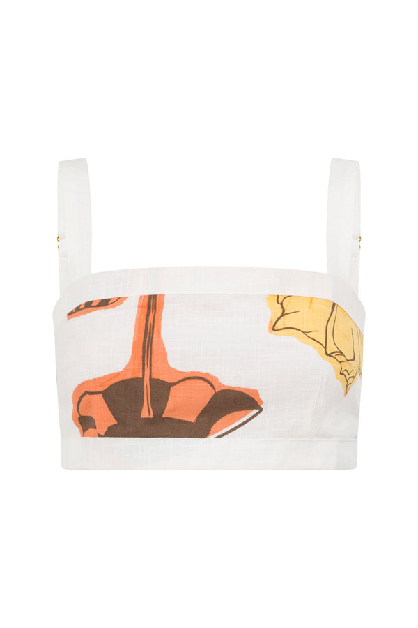 White Shell By The Sea Print Audrey Crop Top