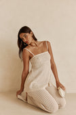 Beige Crochet Knit Strappy Nev Top