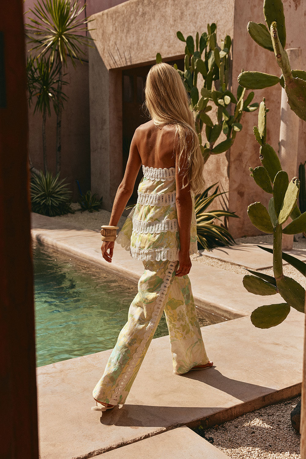 Green Fiore Festivio Print Strapless Orion Top