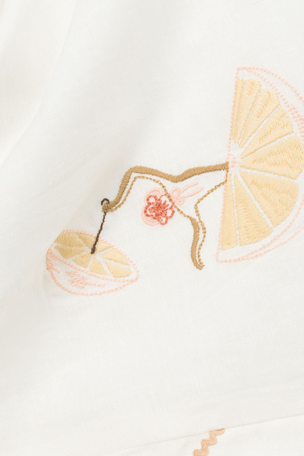 La Costa Embroidered Wrap Mini Skirt - Serenita, White, Beige, Pink