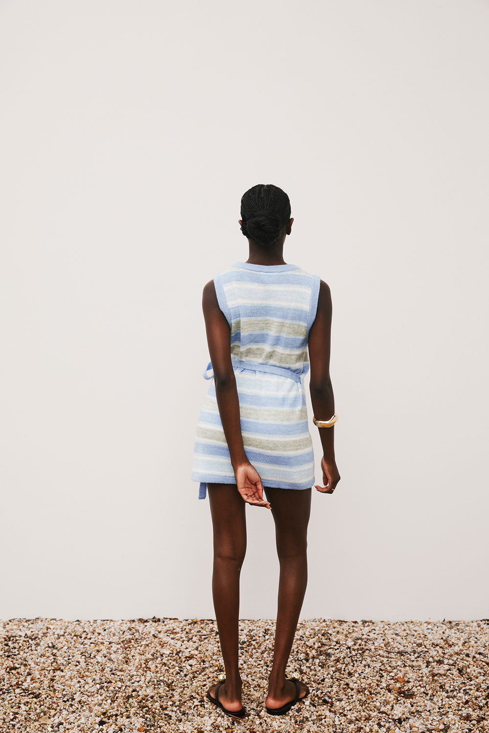 Blue and White Stripe Knit Wrap Nell Top