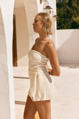 Cream Ribbed Strapless Wrap Mini Esme Dress