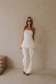 White Structured High Waist Salma Pants