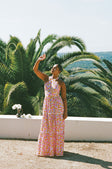 True Halterneck Maxi Dress -  Dulcie Daisy Purple Orange Pink Floral