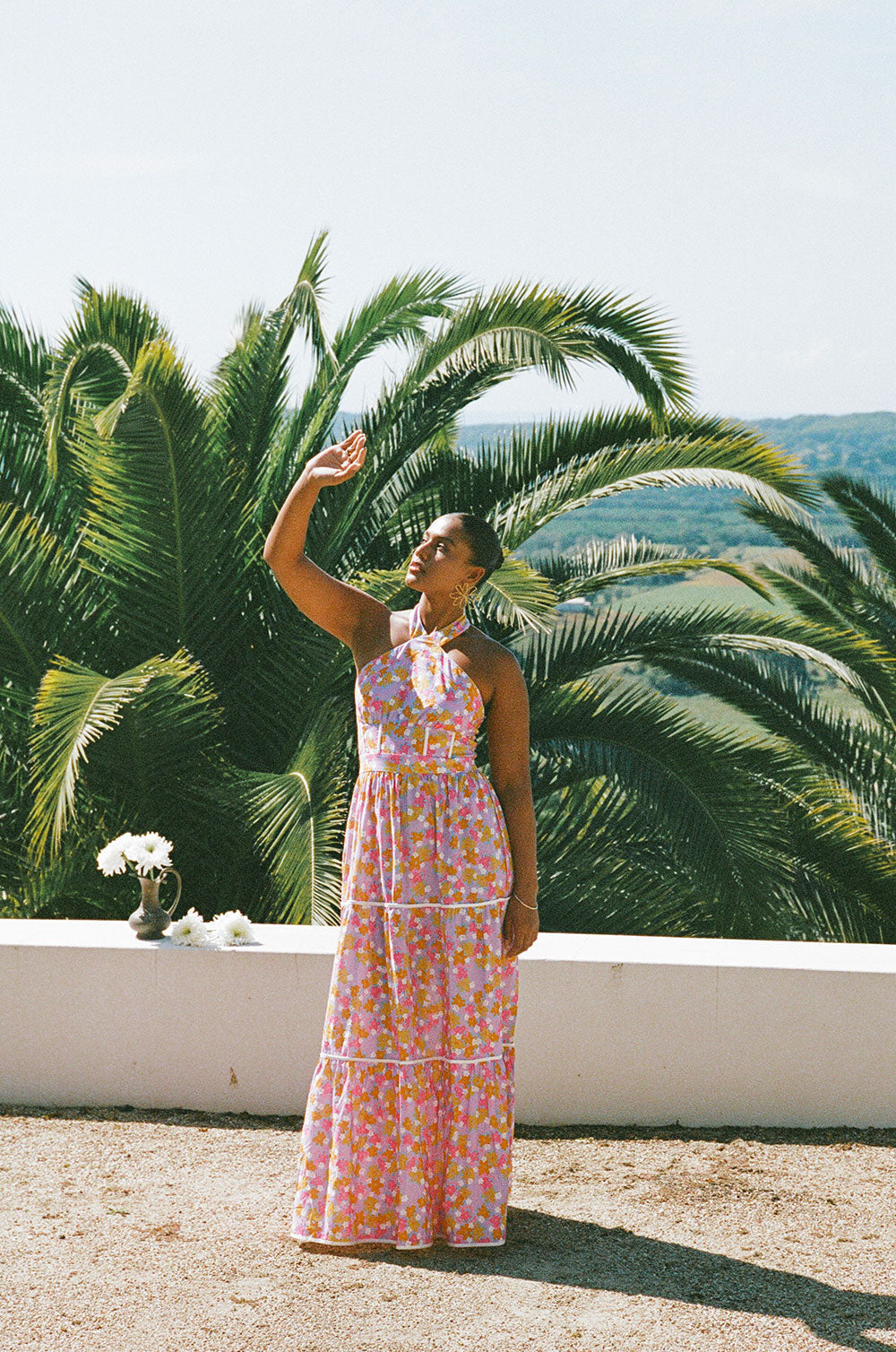 True Halterneck Maxi Dress -  Dulcie Daisy Purple Orange Pink Floral