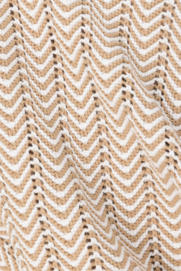 Tan Short Sleeve Button Reims Top