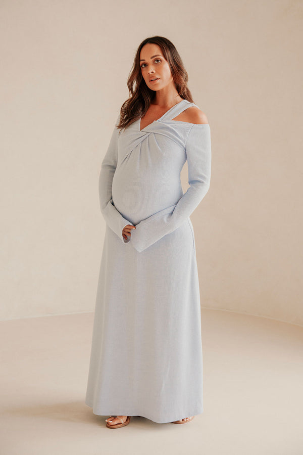 Blue Long Sleeve Cutout Maxi Nyla Dress
