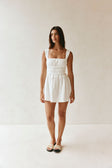 Bessi Thick Strap Elasticated Ruched Mini Dress - White