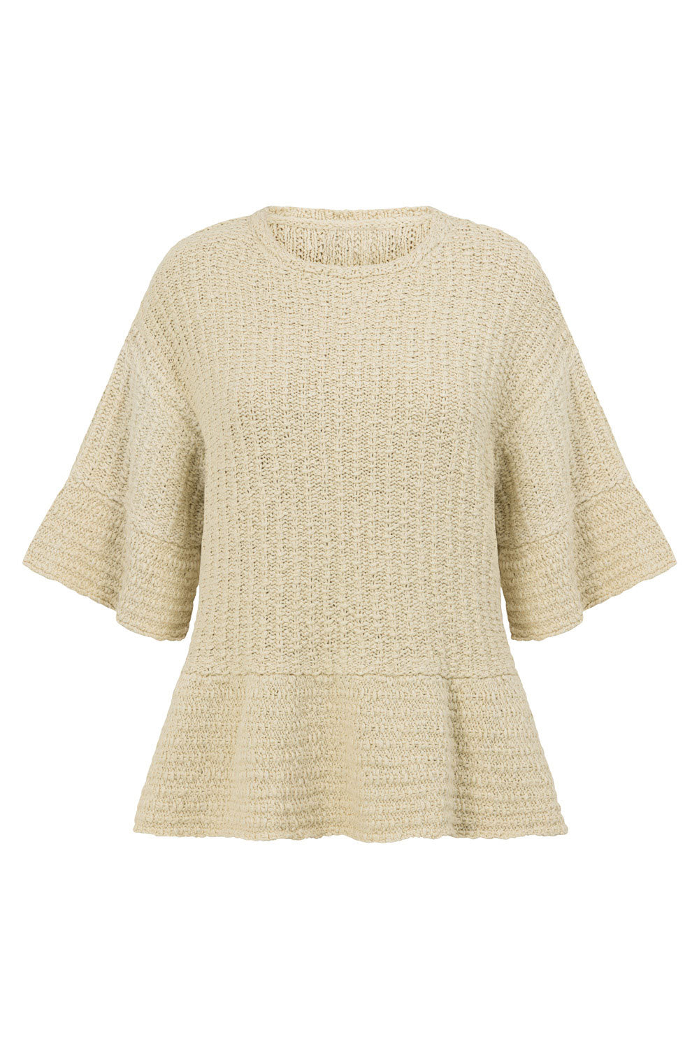 Beige Woven Knit Trisha T Shirt Top