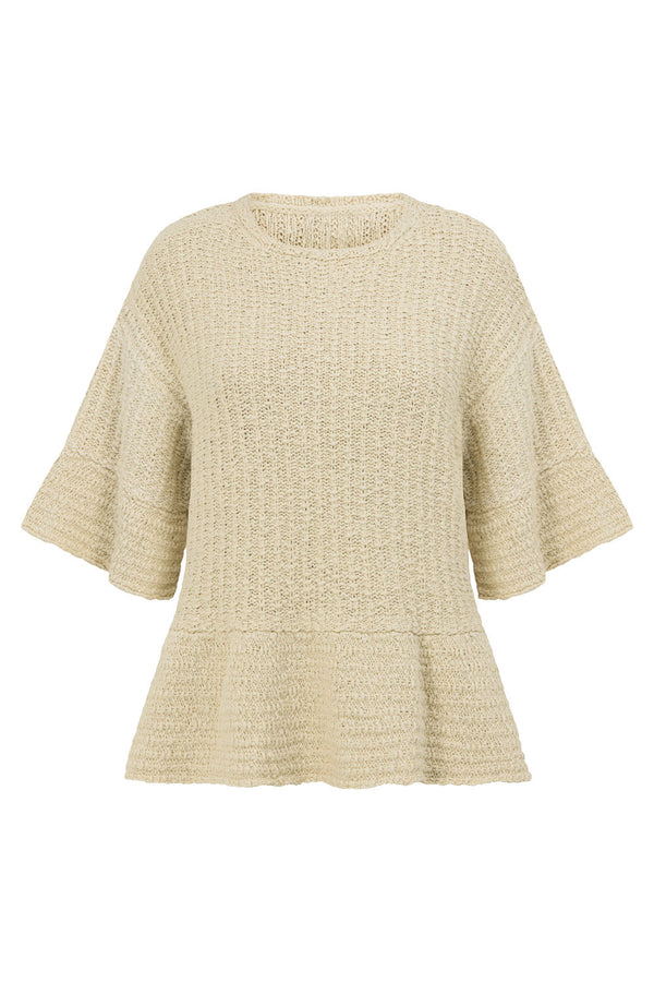 Beige Woven Knit Trisha T Shirt Top